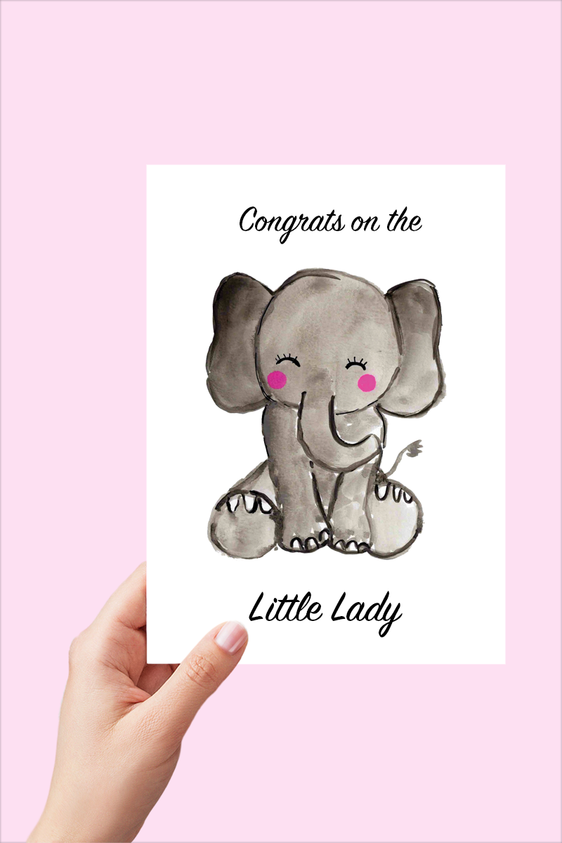 Elephant Baby Card Congratulations Card Printable - Digital Dow – StarCityCo