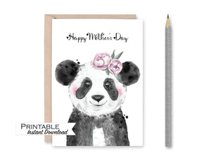 Panda Mothers Day Card Printable Printable - Digital Download