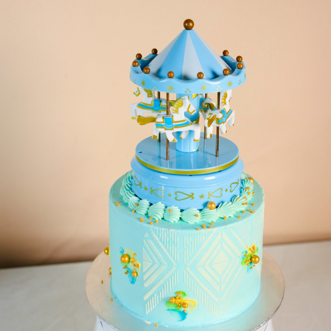 Musical Merry Go Round Blue Cake 5.5 inch by Kanteen's Kitchen | Cake Together | Birthday Cake Delivery