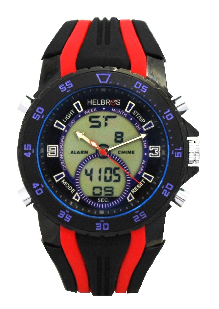 Men S Ana Digi Chronograph Watch With Black And Purple Bezel And Black And R Croton Group