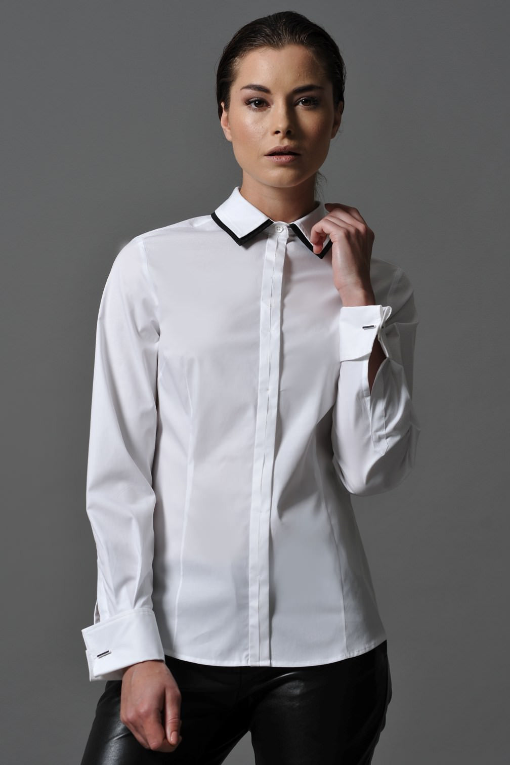 JULIETTE, Double Layer Collar Shirt White – miss cufflinks