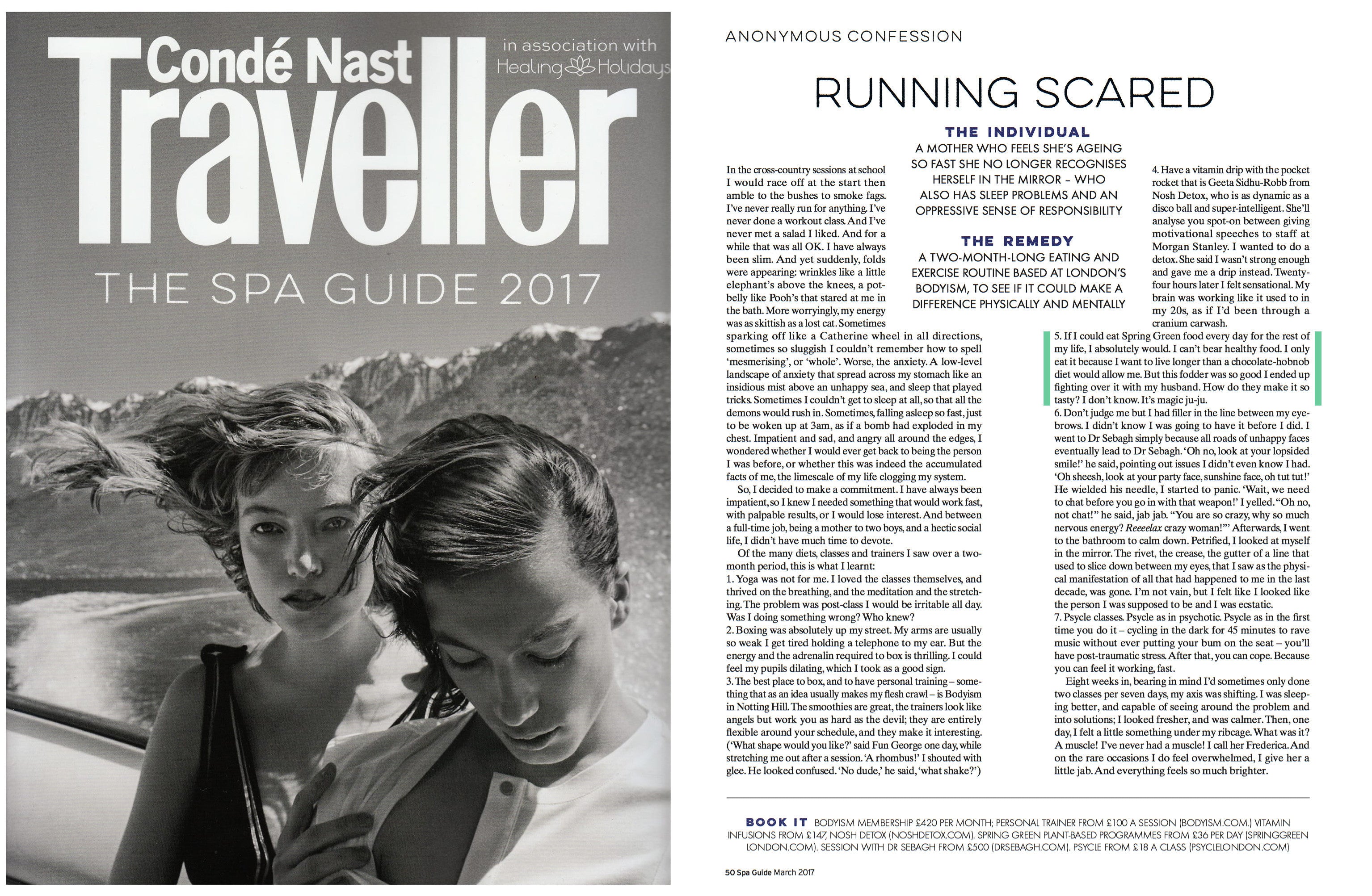 Conde Nast Traveler Spa Guide 2017 featuring Spring Green London