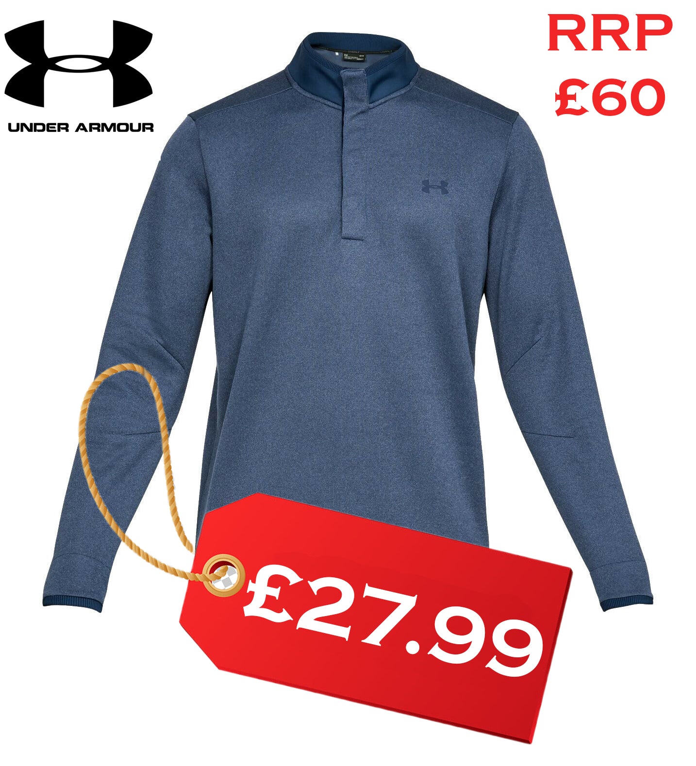 under armour men's sweaterfleece snap mock golf pullover