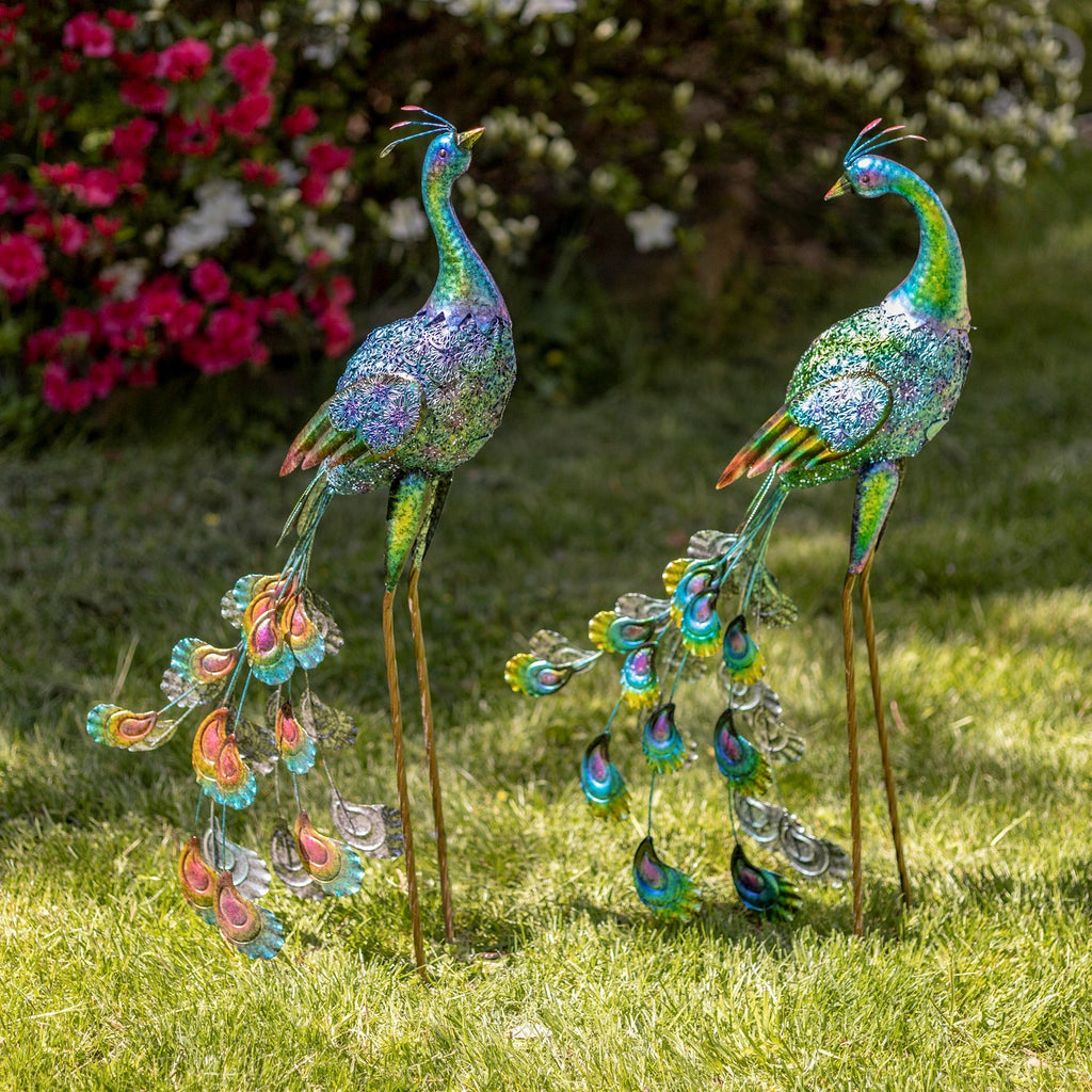 Large Peacocks w/Colorful Feathers (Set of 2) only $1,449.00 at Garden Fun