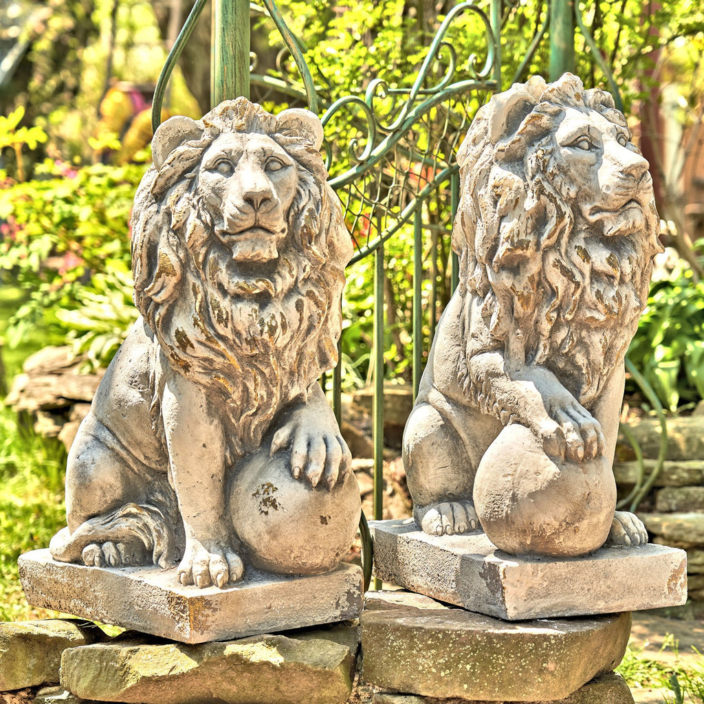 Set of 2 Magnesium Lion Sentry Statues Marloni & Antonio in Bronze –  Garden Lovers Club