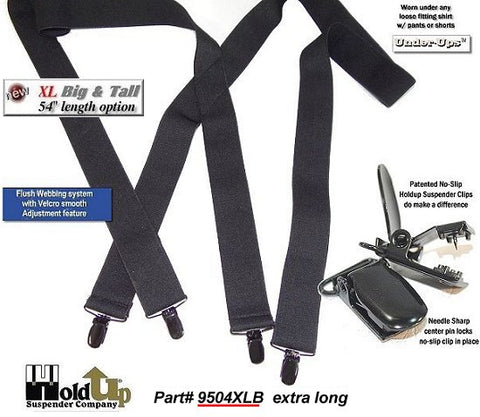All Black Holdup Under-Ups are hidden soft suspenders worn under your shirt with shorts or pants with patented no-slip black clips