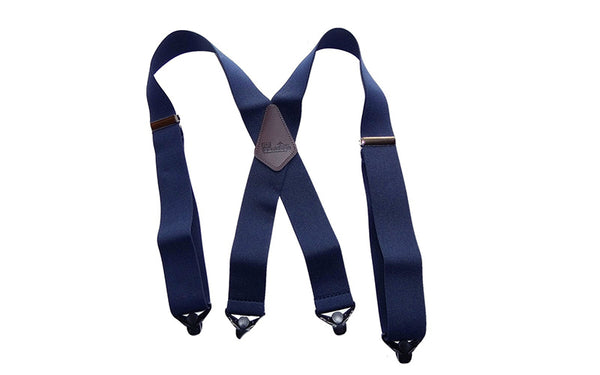 Extra-long XL Navy Blue Work Suspenders with Jumbo Gripper Clasps