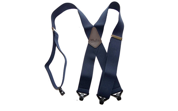 Heavy-Duty Navy Blue 2" Wide Work Suspenders with Gripper Clasps