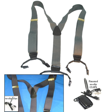 Dark Slate Grey Dual Clip Holdup Suspenders with black patented no slip clips