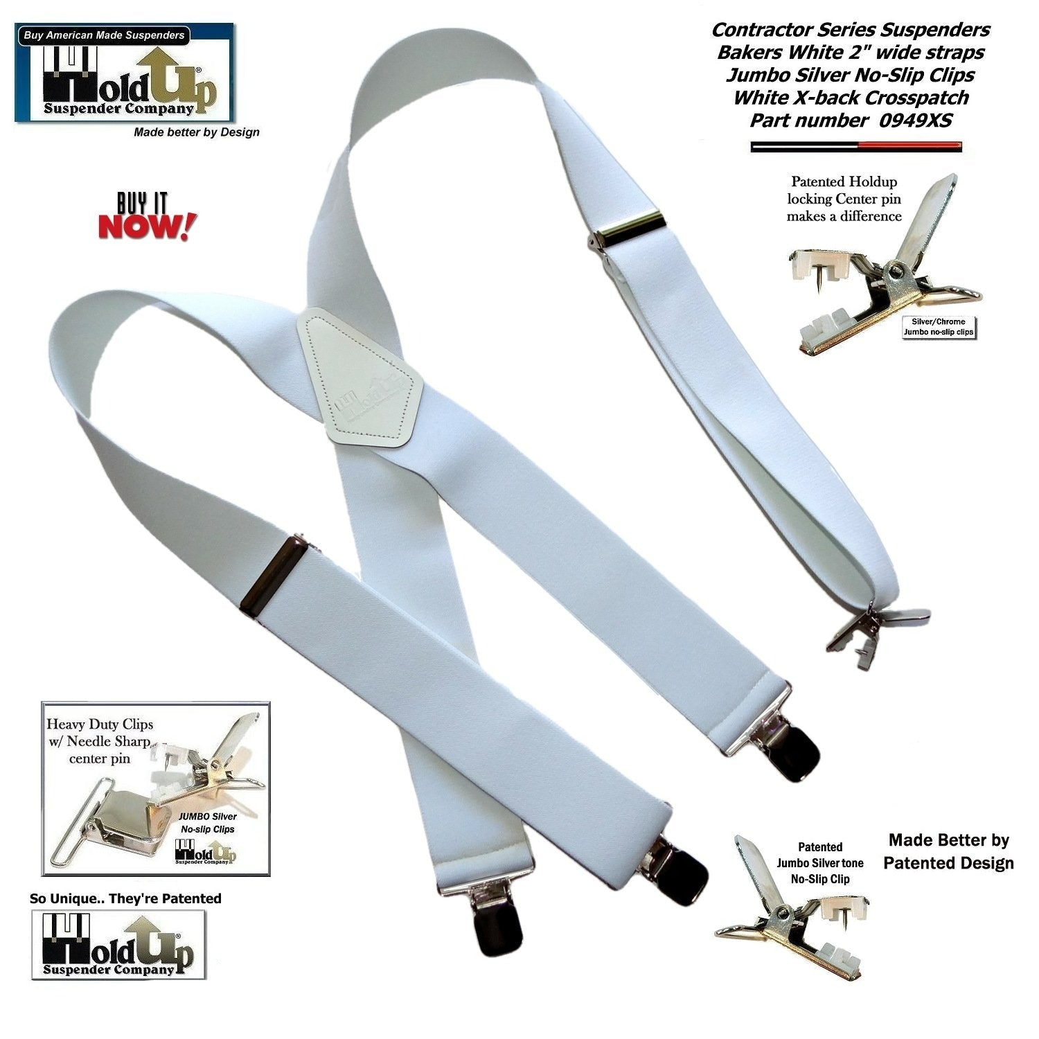 Holdup Suspender Contractor Series Bakers White 2