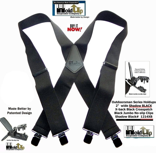 X-back Holdup Shadow Black Heavy Duty Work Suspenders – Holdup