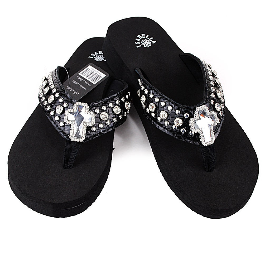 white jeweled flip flops