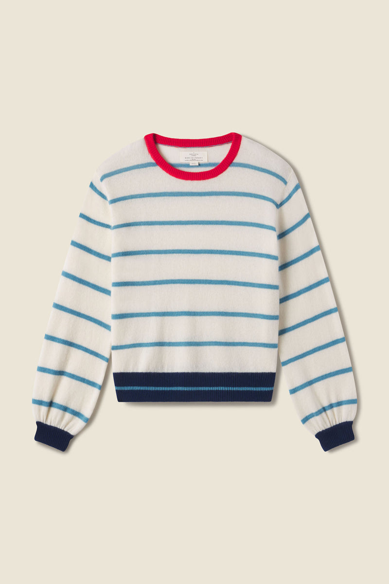 Ryann Sweater Antique White With Blue Stripe