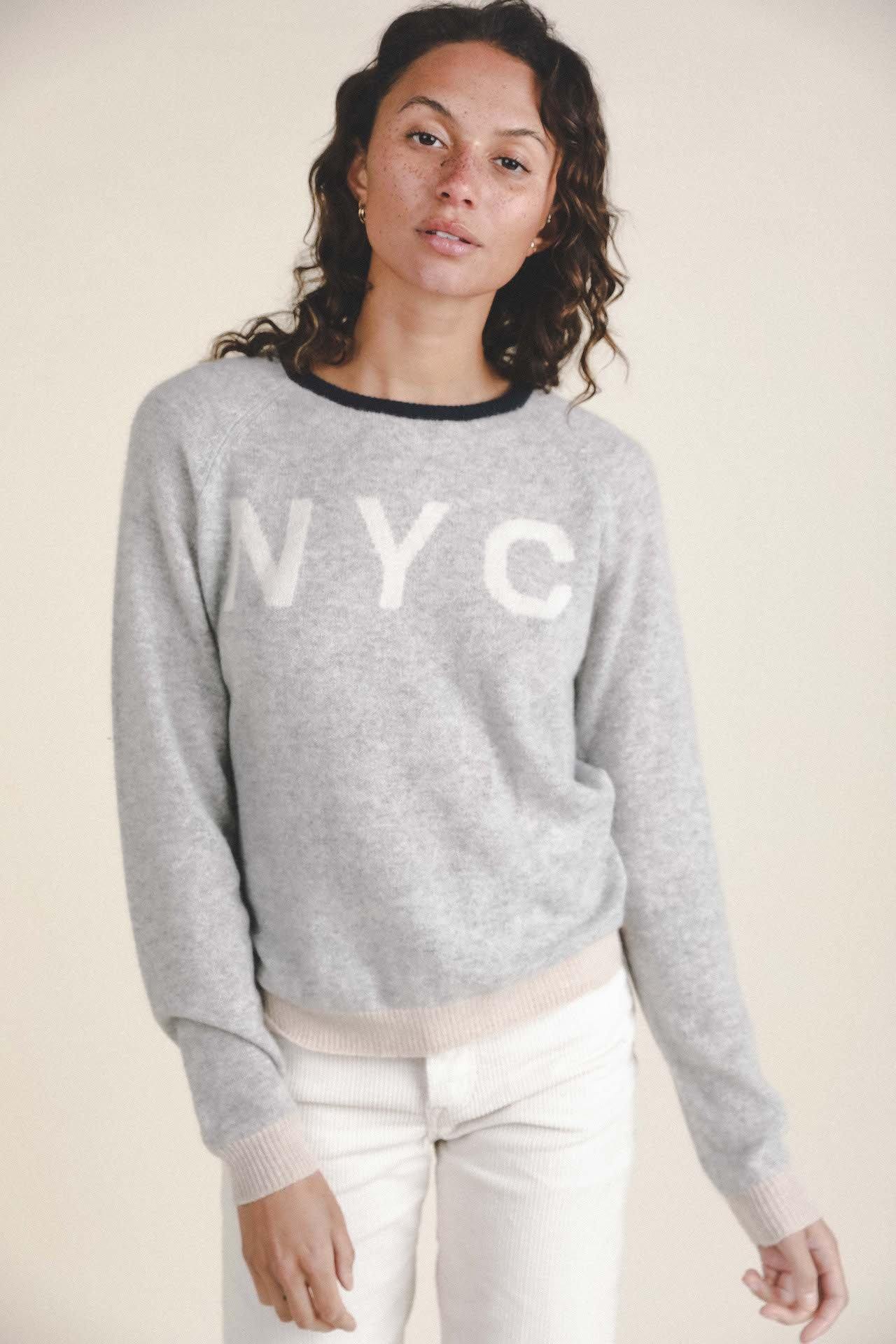 Renee Cashmere Crewneck Sweater GREY NYC