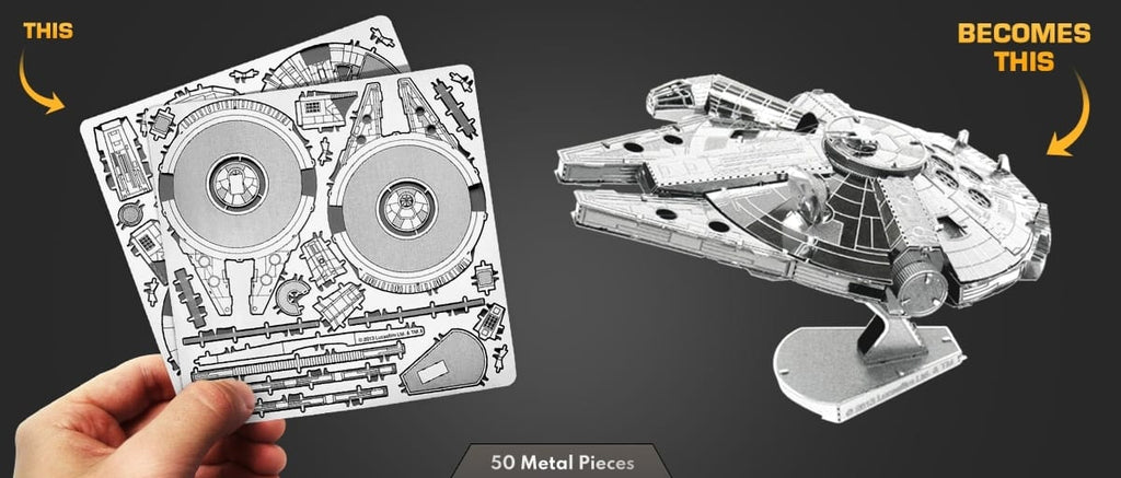 Metal Earth Millennium Falcon before and after