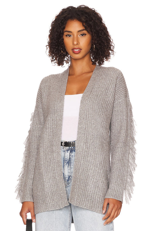 Olivia Plaid Fringe Trim Open Front Longline Cardigan – Royal + Reese