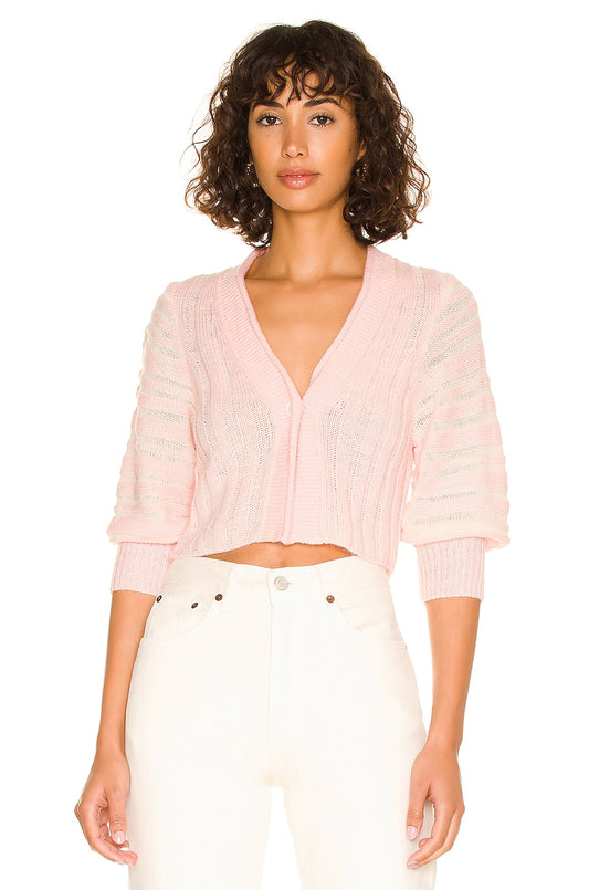 Rose Namajunas Fever Rib Knit Fitted Cardigan - Aloe