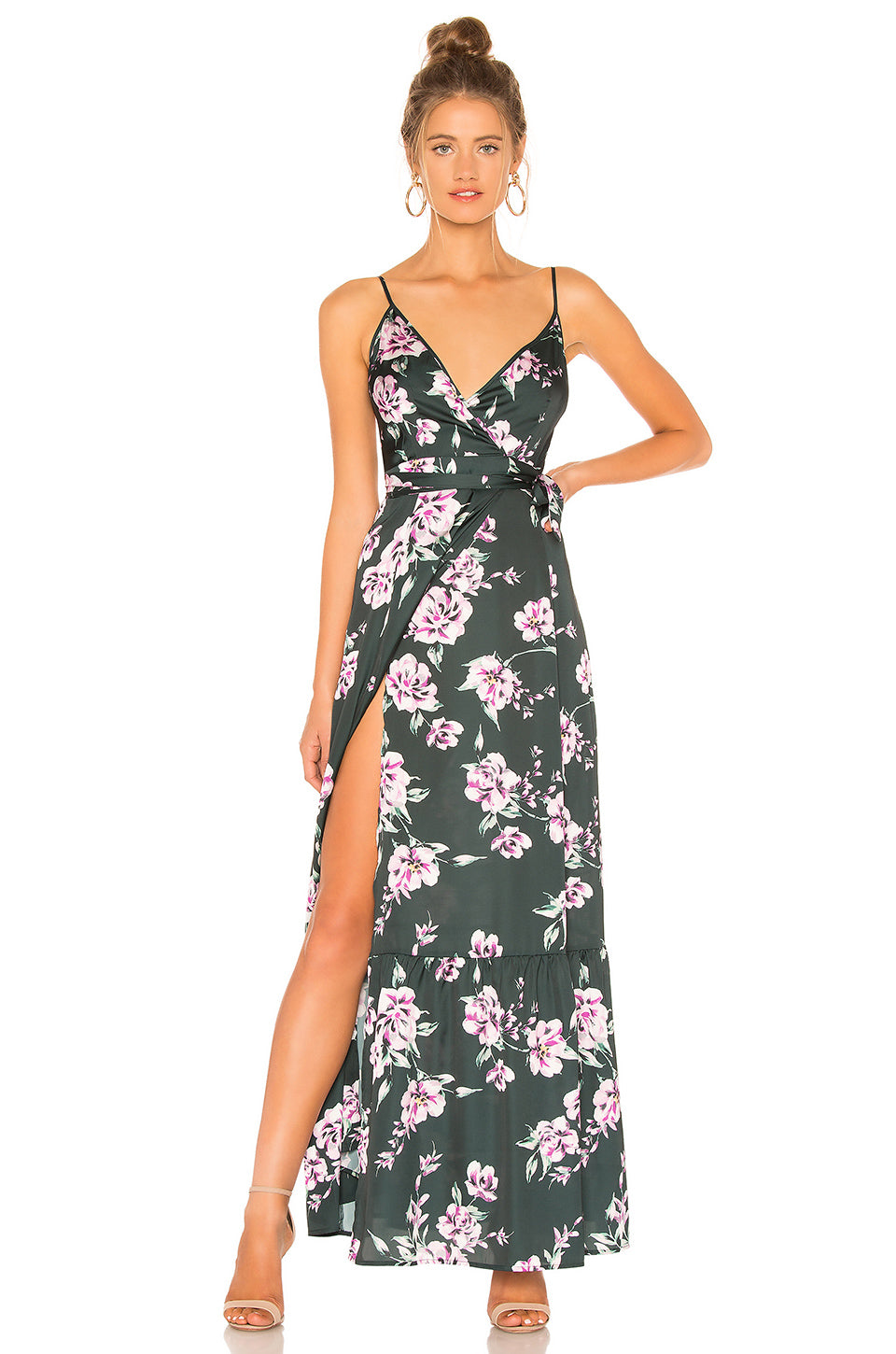 hunter green floral dress