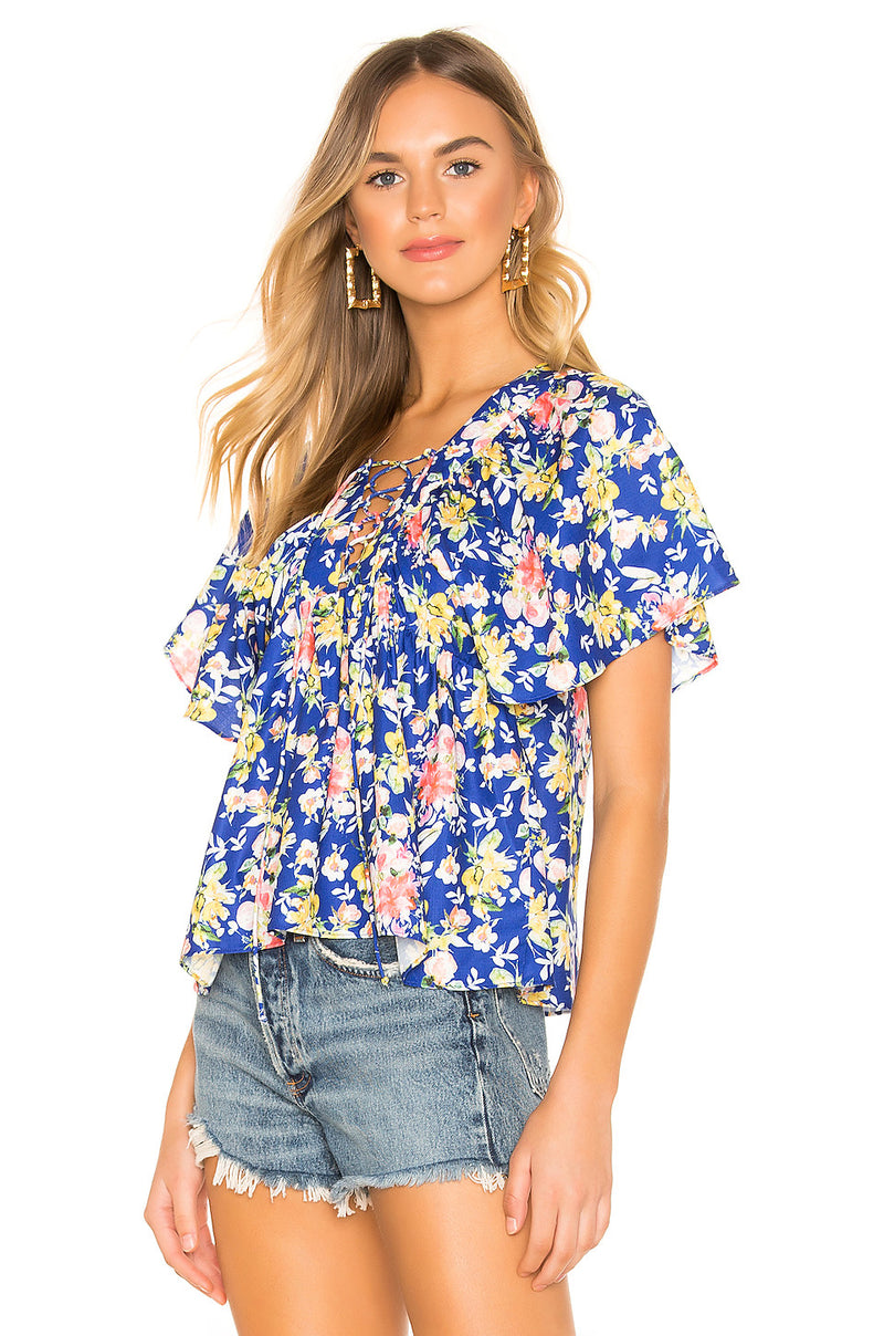 Daisy Top in Cobalt Mixed Floral – TULAROSA