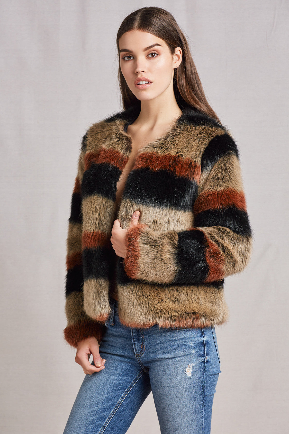 Harkin Fur Jacket in Multi 70s Stripe – TULAROSA (a Revolve Group company)