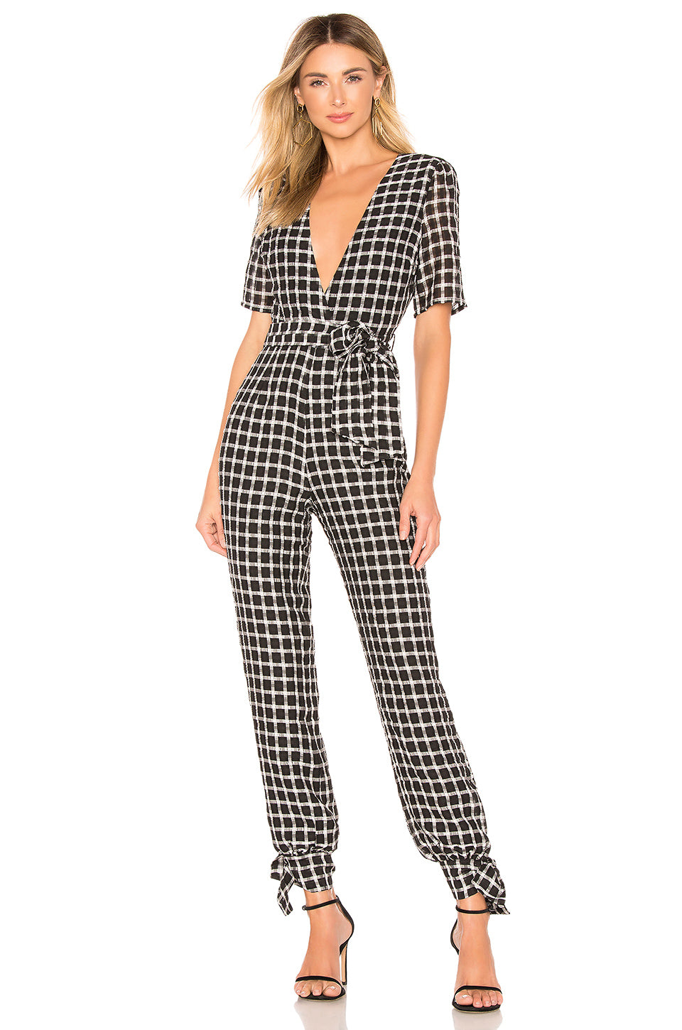 black and white gingham jumpsuit