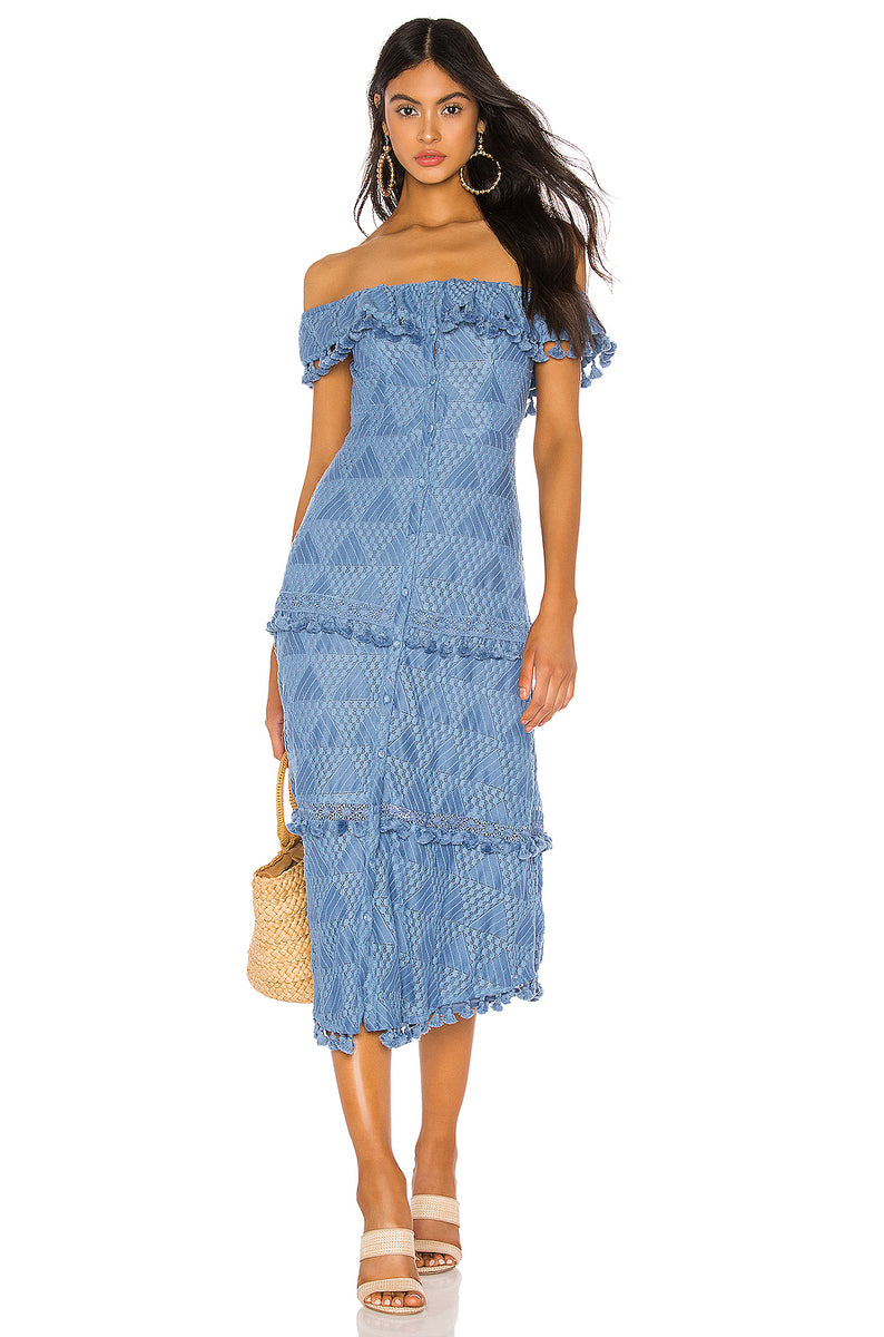 Monica Dress in Slate Blue – TULAROSA