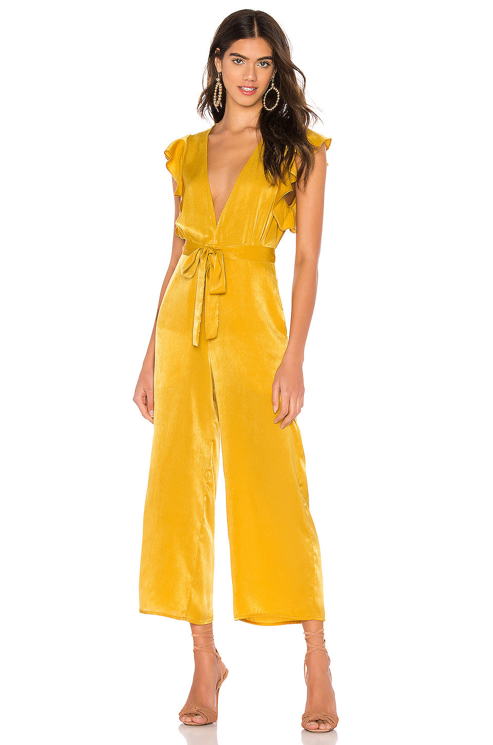 yellow satin jumpsuit