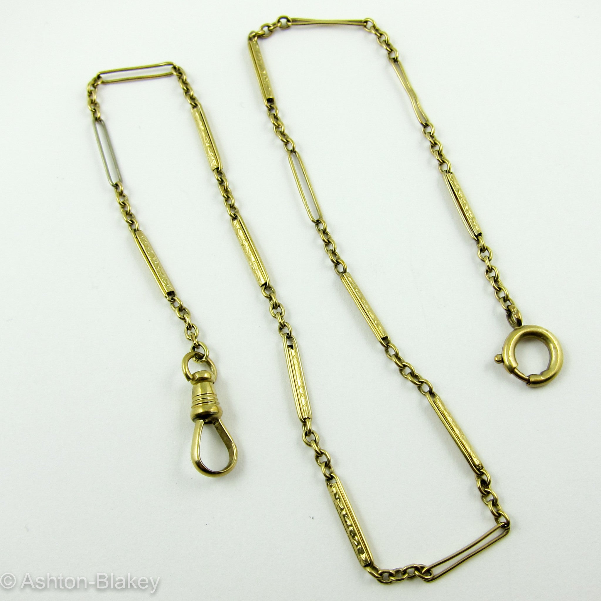 14K yellow gold Pocket Watch chain AshtonBlakey Vintage Watches