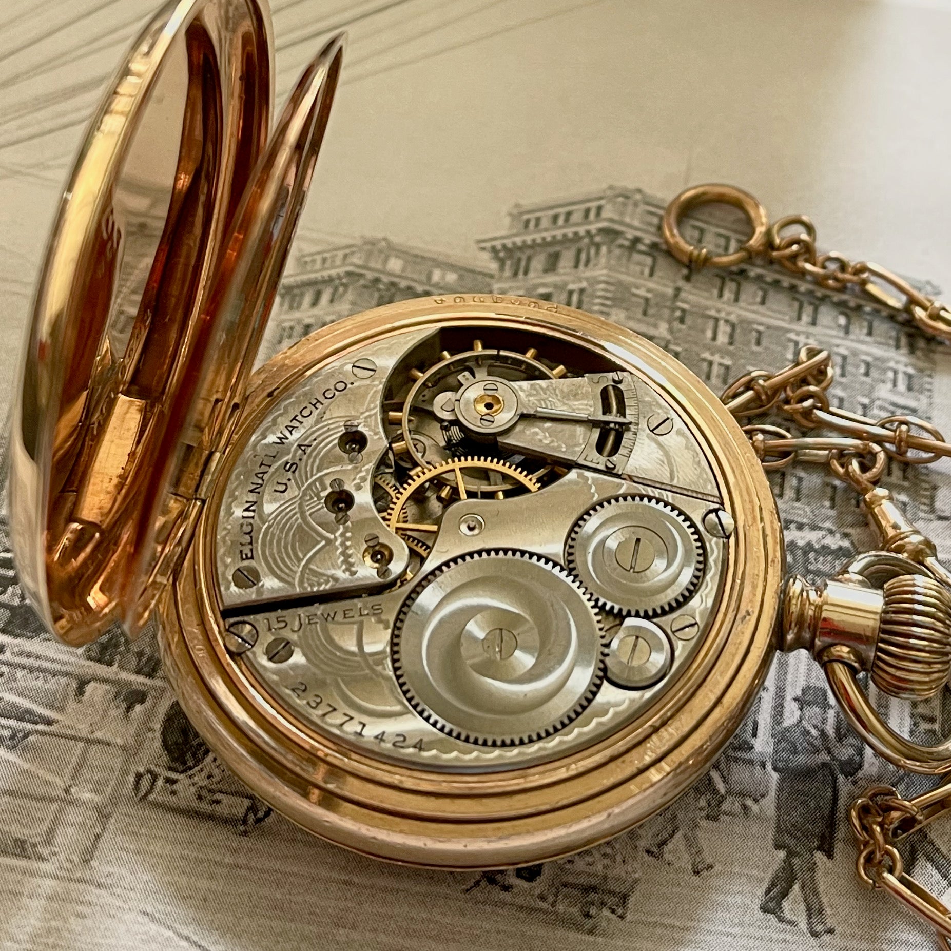 vintage pocket watch with chain