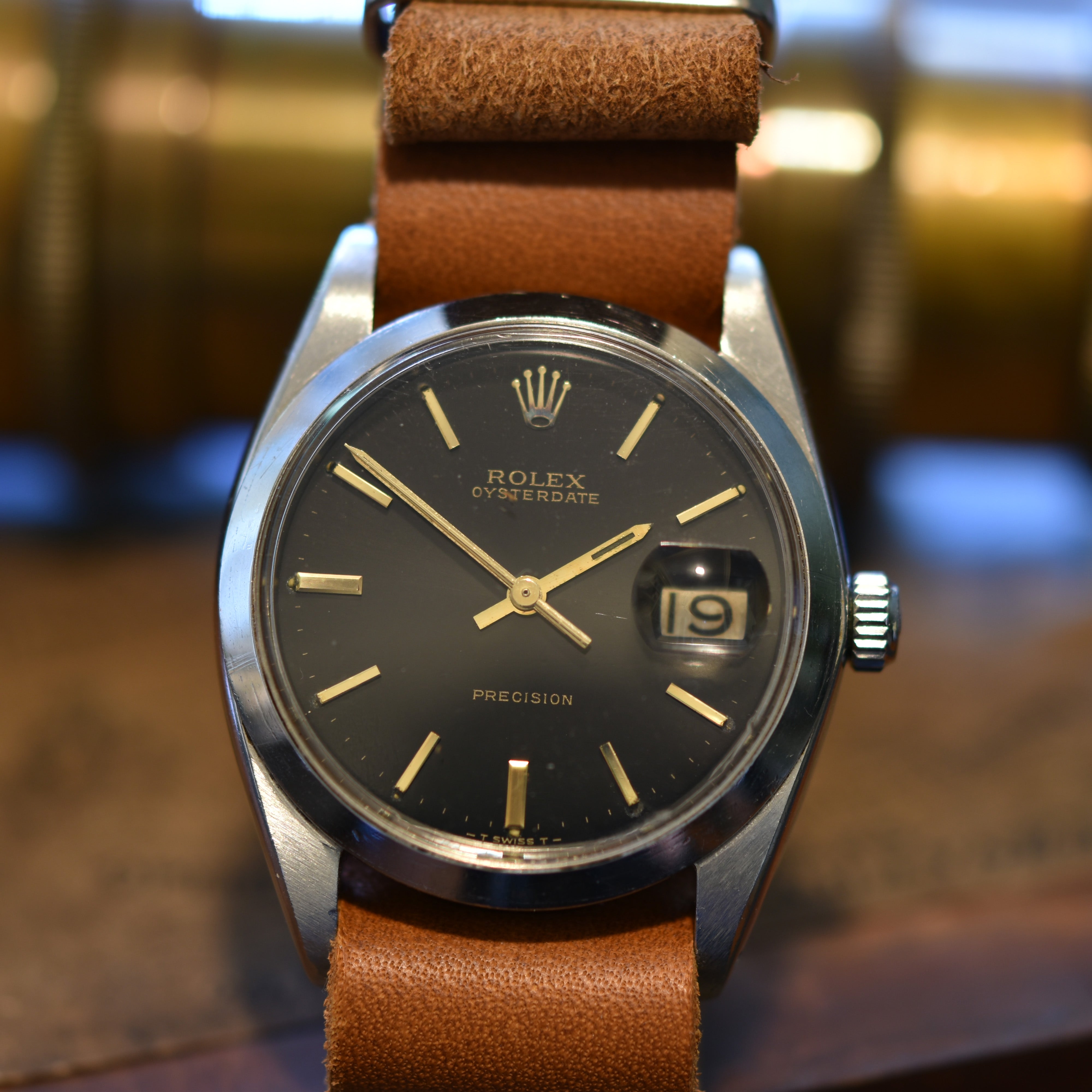 rolex oysterdate leather strap