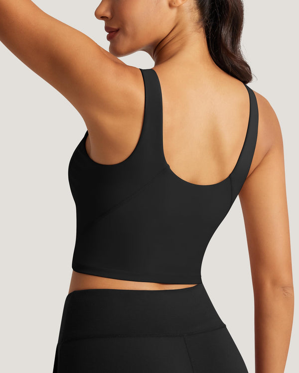 QUEENIEKE Longline Padded Sports Bra for Women, Square Neck