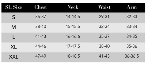 Men's Jacket Size Chart