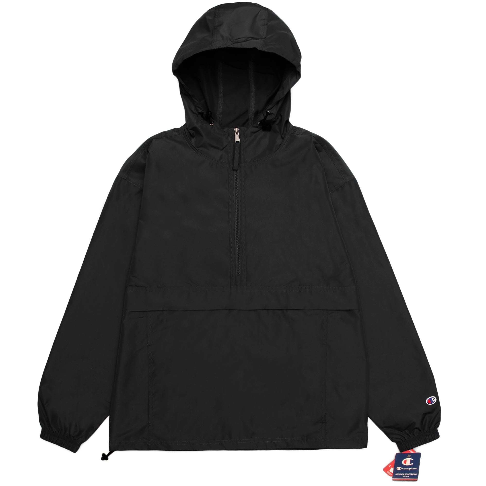 black hooded anorak jacket