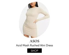 Acid Wash Ruched Mini Dress