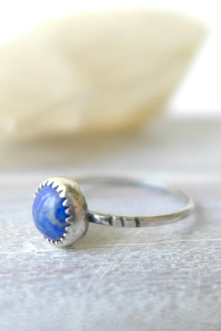 Blue gemstone silver ring.