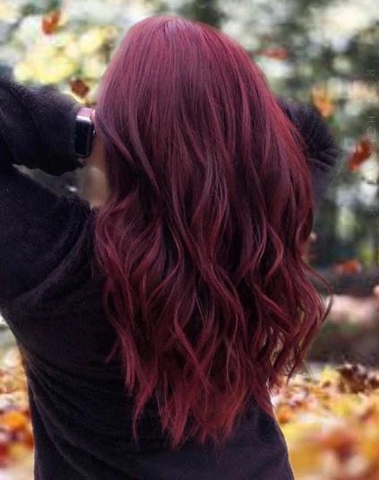 Burgundy hair color.