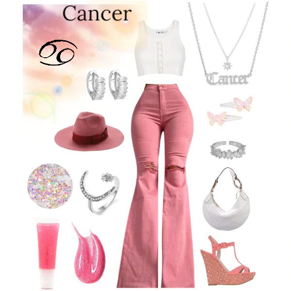 Cancer outfit: 90s pink wide flare jeans and crop top.
