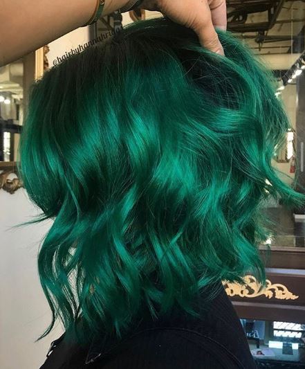 Emerald green hair color.