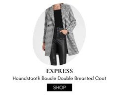 Houndstooth Boucle Double Breasted Car Coat