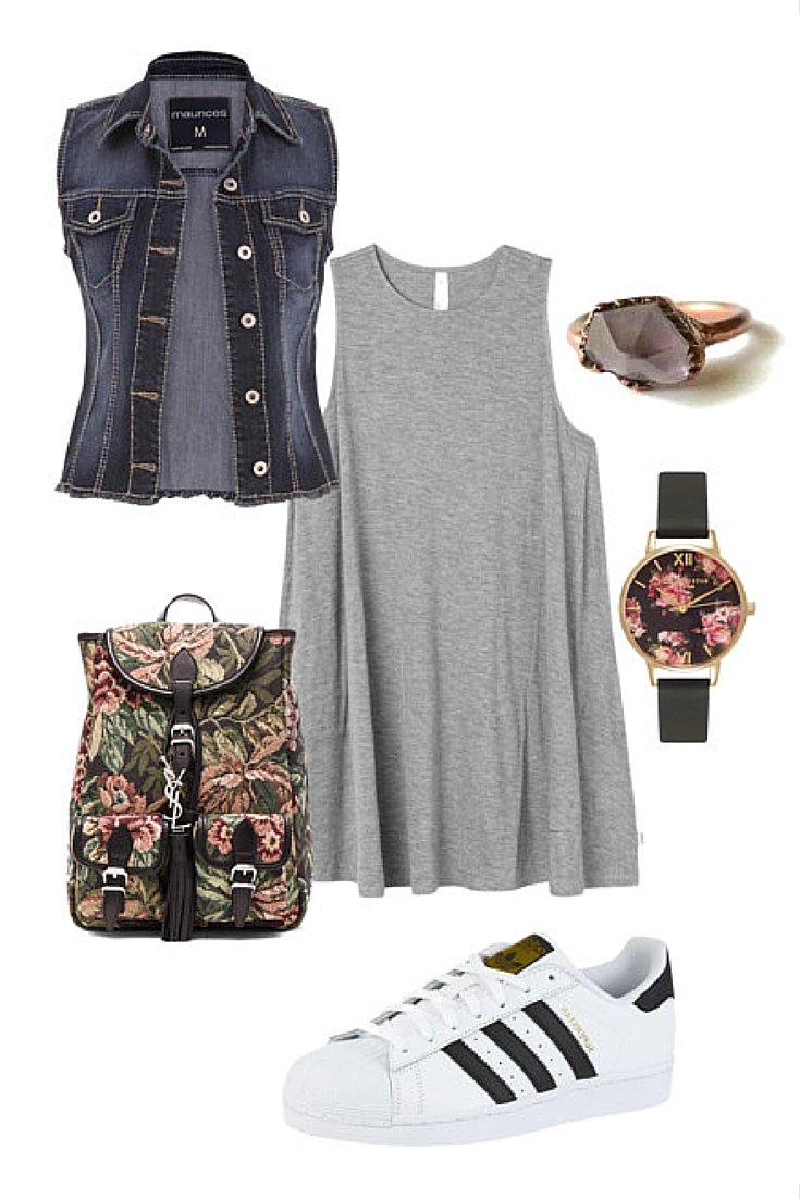 Floral print mixed with sporty style.