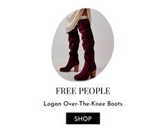 Maroon Slouchy Chunky Heel Over-The-Knee-Boots.