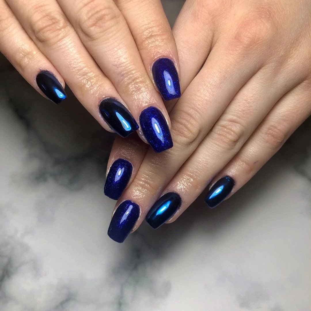 Metallic Royal Blue Nails