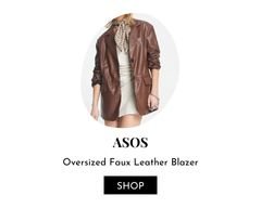 Brown faux leather oversized blazer.