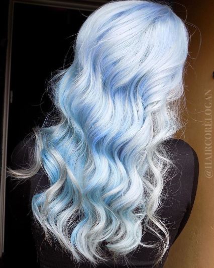 Pastel blue hair.