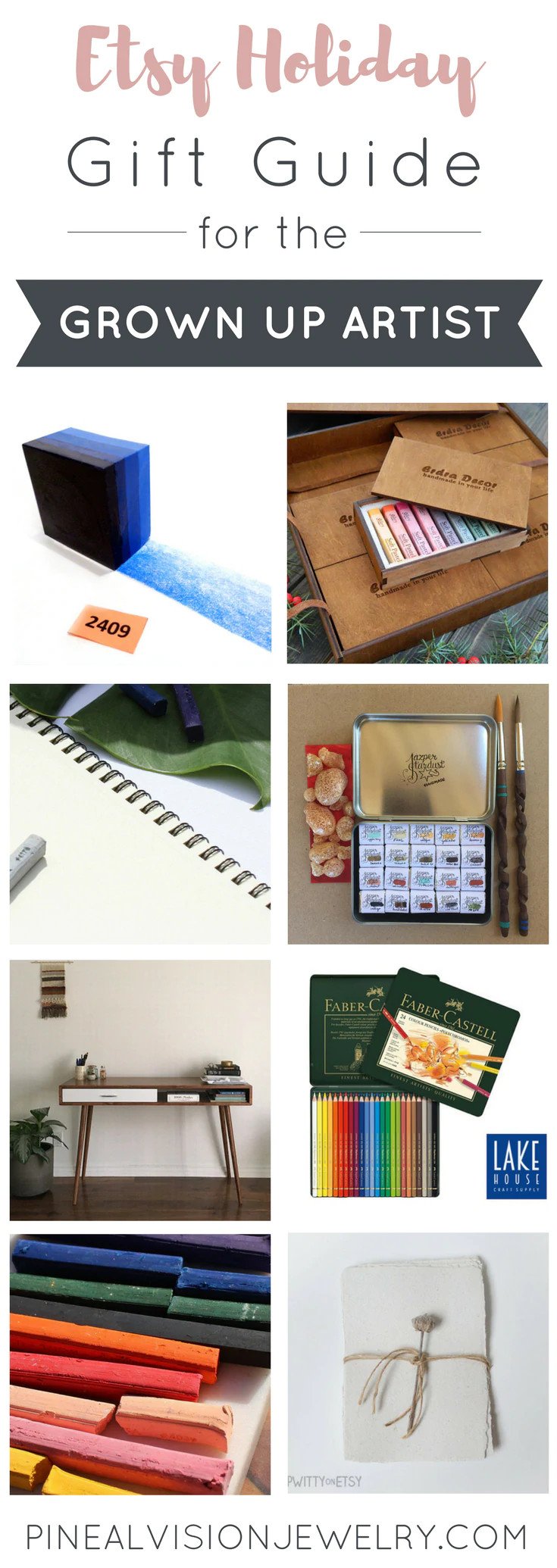 Photo collage of art supplies from Etsy.