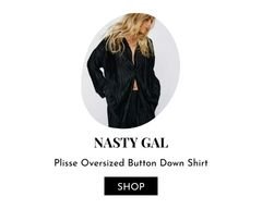 Black Womens Oversized Button Down Shirt