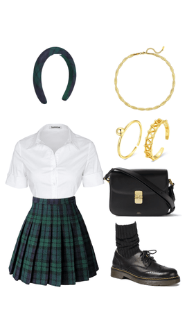 Preppy schoolgirl outfit.