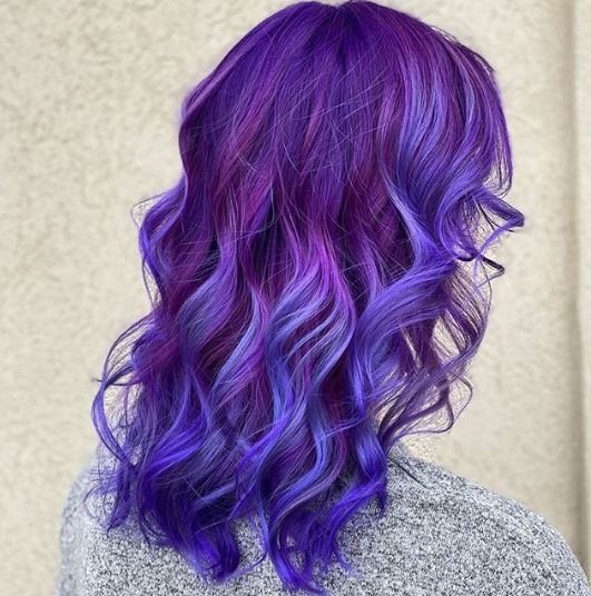 Purple dyed hair.