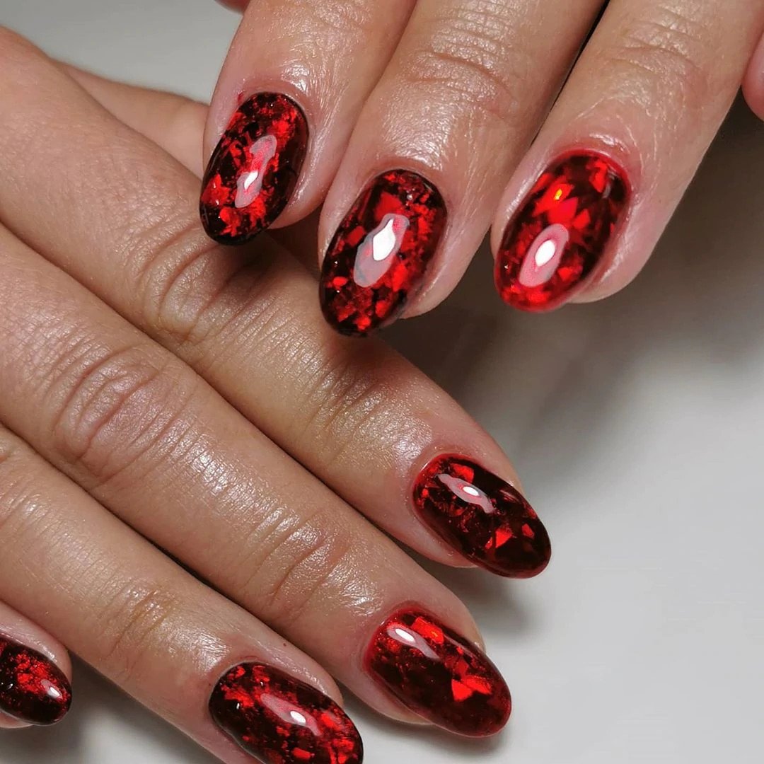 Red Foil Nails