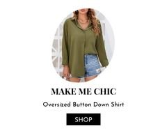 Sage Green Women's Oversized Button Down Shirt.